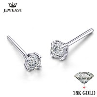  Natural daimond Earrings 18k Pure Gold Simple Exquisite Round Elegant Classic Wedding Hot Sale 2017 New Party Women Girl Gift 