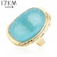 17KM 5 Colors Natural Stone Rings 2016 Hot  Big Gold Color Adjustable Ring Midi bague Love Wedding Rings for Women Jewellery