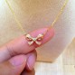 18K gold 0.14 carat diamond Bowknot pendant necklace women bow diamond bow tie fine Jewelry 2015 New Design Gold chain for lady