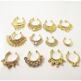 1 Piece Gold Crystal Nose Ring Fake septum rings Piercing Body Jewelry  Nose Hoop Clicker  Septum Body Jewelry For Women