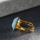 2017 Fashion Square Blue Opal Stone Wedding Rings For Women Gold Color CZ Zircon Ring Female OL Vintage Jewelry