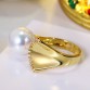 2017 shell pearl rings for women Ladies White and Gold color white pearl Fashion ring