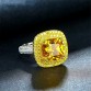 2018 Women's Classic Extravagant S925 Silver Impregnated Ring big Yellow Diamond Princess Shape Fine  jewelry Rings