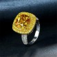 2018 Women's Classic Extravagant S925 Silver Impregnated Ring big Yellow Diamond Princess Shape Fine  jewelry Rings