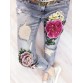 3D Flowers Embroidery Women Denim Jeans Flower Skinny Jeans Pencil Pants With Embroidered Flares Lady Ripped Trousers A151