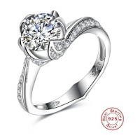 925 Pure Silver Engagement Ring S925 Stamp Diamant Wedding Rings For Women Size  6 7 8 