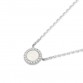 AINUOSHI Genuine 18K White Gold Round Pendant Necklace Natural White Onyx Pendant Round Cut Mini Diamond Link Chain Jewelry Gift