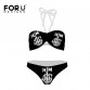 Black Skull Finger Printing Swimsuit Women&#39;s Bikini Swimwear Sexy Middle Finger Funhny Bikini Beachwear Bathing Suit Backless32696593644