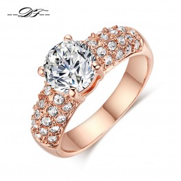 Double Fair Engagement Wedding Rings Cubic Zirconia Silver/Rose Gold Color CZ Stone Ring Jewelry For Women anel Wholesale DFR105