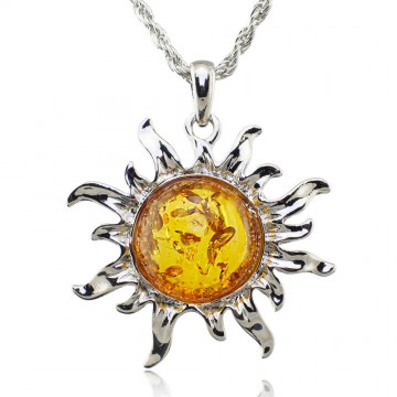 Fashion Hot Baltic Simulated Imitation Amber Honey Sun Lucky Flossy Tibet Silver Pendant Necklace Jewelry L0030132531885264