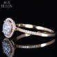 HELON Unique Wedding 0.5CT 100% Genuine Natural Diamond Women Trendy Jewelry Ring Solid 14K White Gold Engagement Brilliant Ring