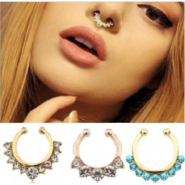 Hot Sale new accessories Variety mix color  Faux Piercing crystal  Nose Studs Body Hoop Nose Ring  for  Female wholesale FN04