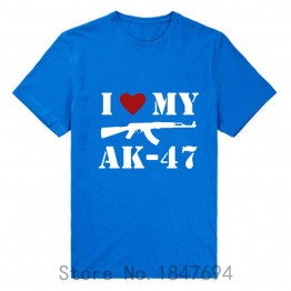 I Love my gun AK47 T shirts Men T shirt hot design own cool logo tees Cotton soft T-shirt Free Shipping