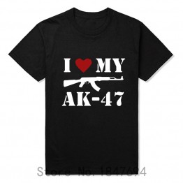 I Love my gun AK47 T shirts Men T shirt hot design own cool logo tees Cotton soft T-shirt Free Shipping