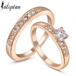 Iutopian Valentines Gift  Double Ring For Women Lovers ring With Top Quality Zirconia 18KGP #RG95702