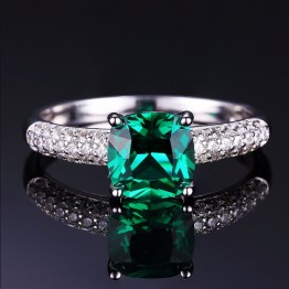 JewelryPalace Cushion 1.8ct Created Emerald Solitaire Engagement Ring 925 Sterling Silver 2016 New Fashion