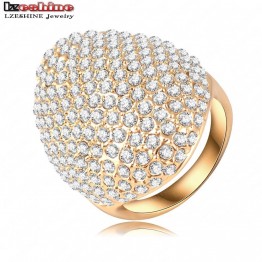 LZESHINE Custom Rings For Women Gold Plate Pave Full Rhinestone Austrian Crystals SWA Elements Party Ring Jewelry Ri-HQ0235-b