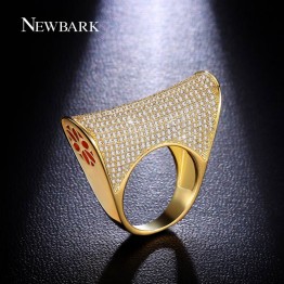 NEWBARK Glimmering Saddle Ring Gold-color Handcraft AAA Cubic Zirconia Bling Fashion Cocktail Jewelry Rings