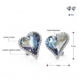 Neoglory Austria Crystal & Auden Rhinestone Stud Earrings Romantic Love Heart Design Alloy Platinum Plated For Sale Elegant Gift