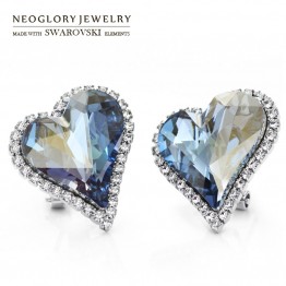 Neoglory Austria Crystal & Auden Rhinestone Stud Earrings Romantic Love Heart Design Alloy Platinum Plated For Sale Elegant Gift