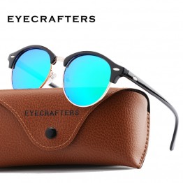 New Polarized Round Sunglasses Mens Womens Brand Designer Club Round Glasses Classic Sun glasses Driving Semi Rimless Eyewear