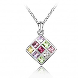 New Female Necklace Cheap Costume Jewelry Austrian Crystal Square Pendant Bijoux Femme Body Chain Jewelry Small Necklace NXL0167