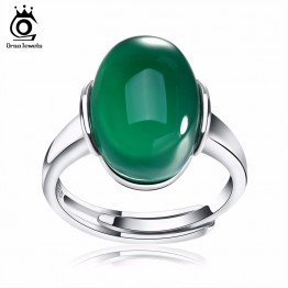 ORSA JEWELS Genuine 925 Silver Rings with Big Green/Red Natural Stone 2017 New Sterling Silver Couple Rings for Women Men SR24