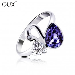 OUXI White Gold Plated Rings for Women CZ Diamond Jewelry Wedding Ring Engagement Female Rings fashion Accessories Gift