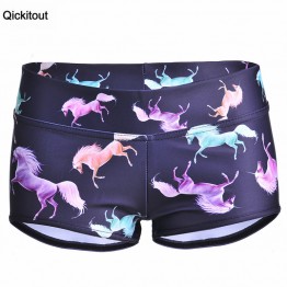Qickitout Shorts 2016 Fashion New Fitness Shorts Women Casual Color God Horse Digtal Print Elasticity Waist shorts Wholesale