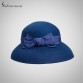Sedancasesa 100% Australian Wool Fedora Hat bowknot Noble Bowler Hats For Women Wide Brim Formal Church Cloche Hat FW149001B