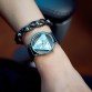 Skeleton Triangle Watch Women Fashion Delicate Transparent Hollow Leather Strap Wristwatch Quartz Dress Watch Relogio feminino