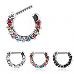 Swan Jo1PC Fashion 316L Surgical Stainless Steel Septum Clicker Nose Ring With Gem Piercing Jewelry