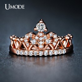 UMODE Exquisite Crown Shaped Ring Rose Gold Color CZ Rings for Women Fashion Color Aneis De Ouro Zirconia Jewelry UR0217