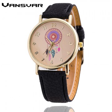 Vansvar Dreamcatcher Women Quartz Watches Reloj Mujer Relogio Feminino Leather Strap Wristwatch Dress Watch Clock 163532421071956