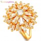 Yunkingdom Trendy Brand  Geometric Rings Classic Cut Clear Zircon Crystal Gold Color Rings for Women ALP0015