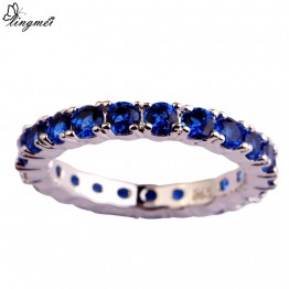 lingmei New Jewelry Round Cut Blue AAA Silver Color Ring For Women Size 6 7  8 9 10 11 12 13 Romantic Love Style Wholesale